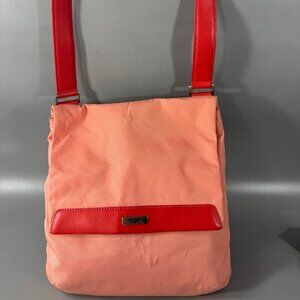 Tumi Salmon Pink Nylon Crossbody Bag